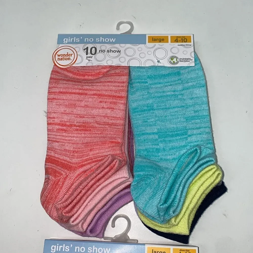 🔥20 Wonder Nation Girls No Show Socks, 20-Pack, Sizes large KIDS
